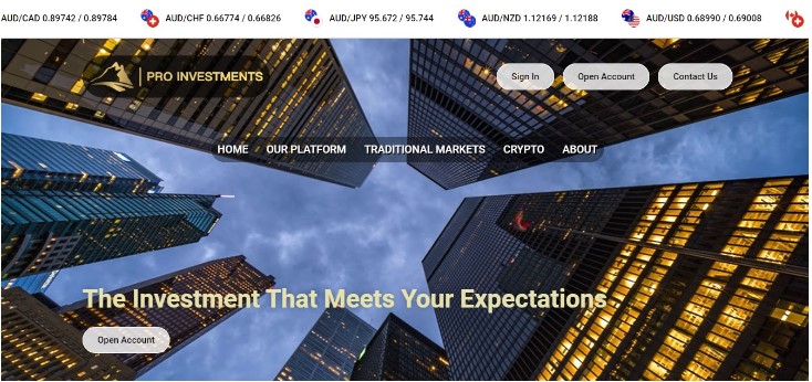 Pro Investments website