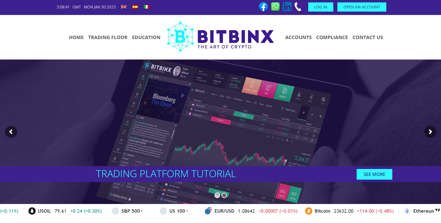 Bitbinx homepage